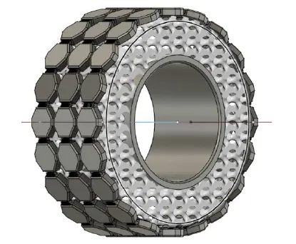 CAD render of a morphing tire